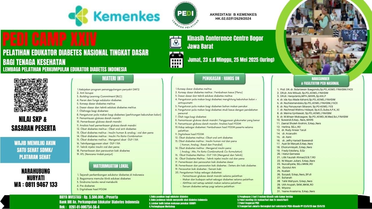 PEDI CAMP XXIV – Pelatihan Edukator Diabetes Nasional Tingkat Dasar bagi Tenaga Kesehatan